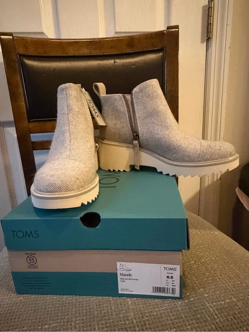 TOMS Maude Wedge Boot in Natural Beige